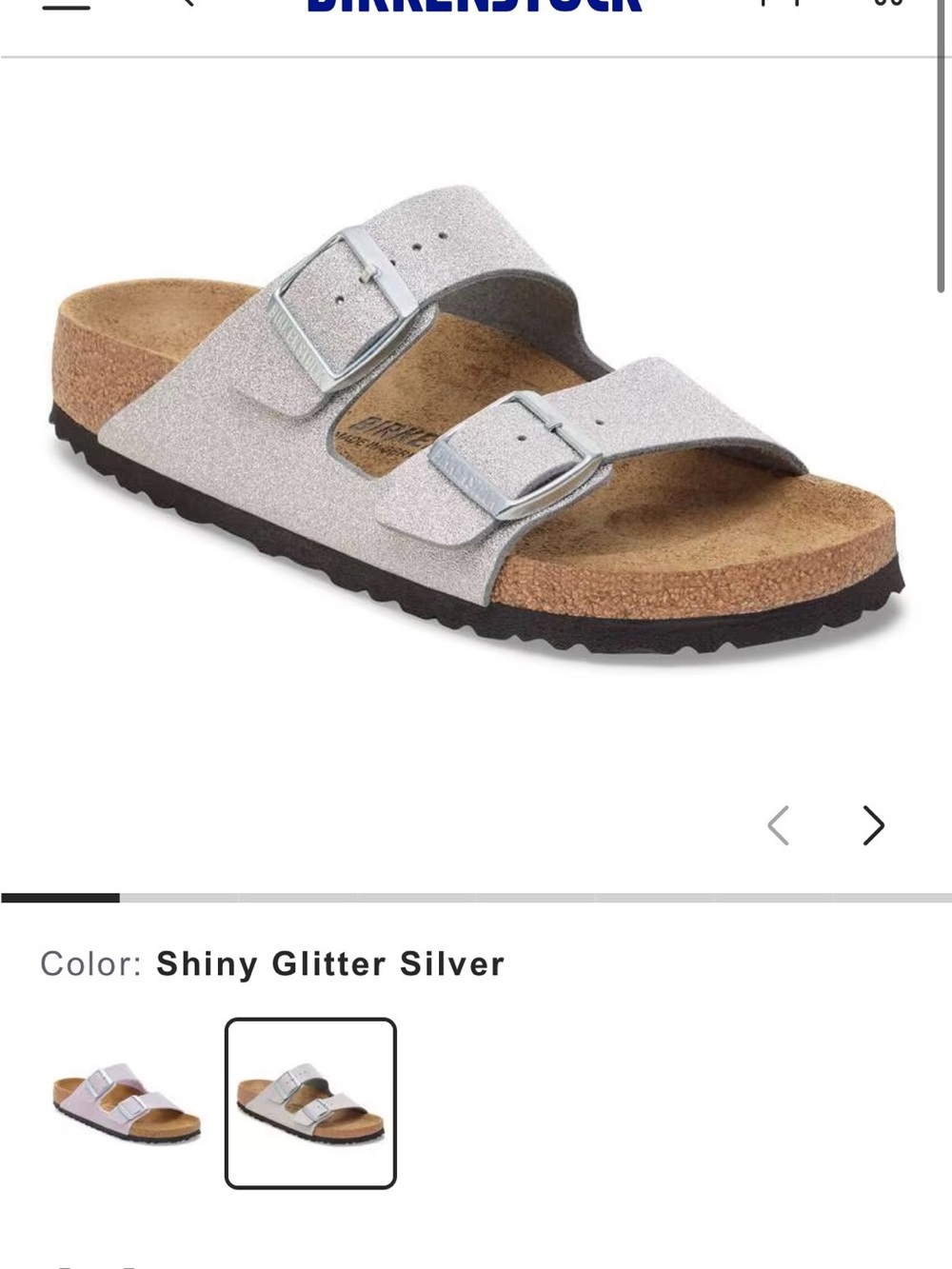 Birkenstock Arizona Two-Strap Sandal - Shiny Silver